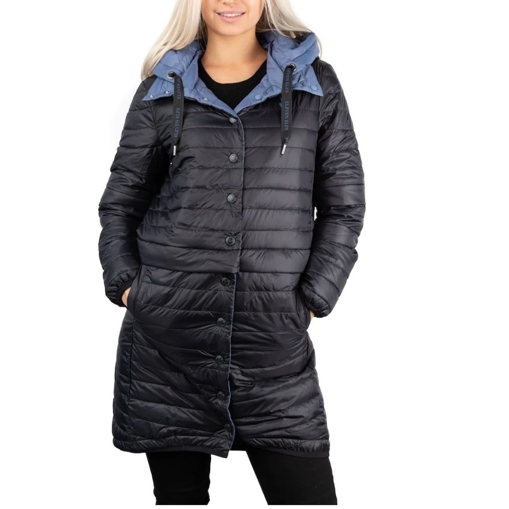 HAZEL 7 IN 1 COUNTRY BLUE & GREY ELEVEN ELFS DOWN COAT